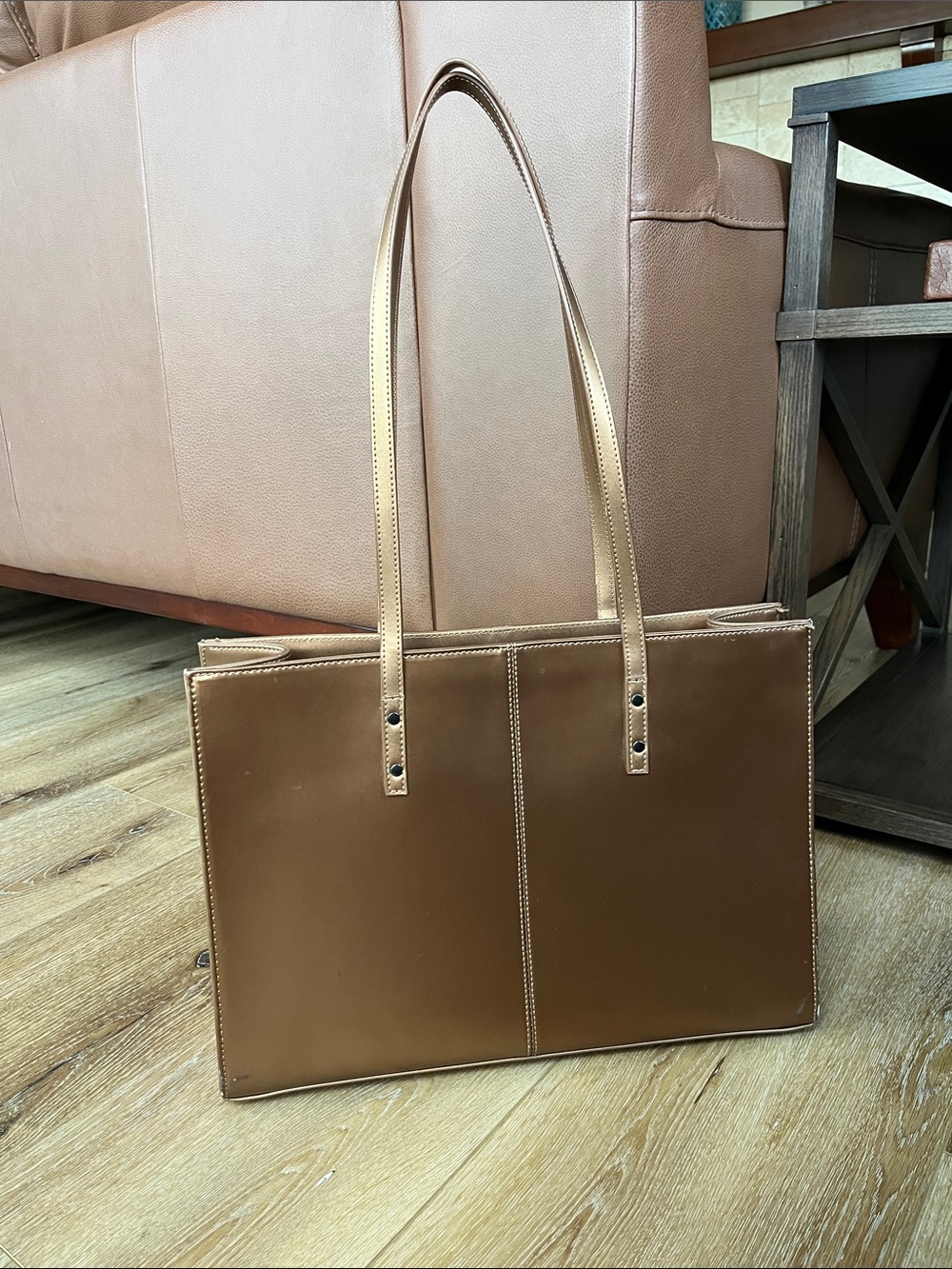 Wilsons Leather Copper Double Strap Laptop Tote Bag Handbag